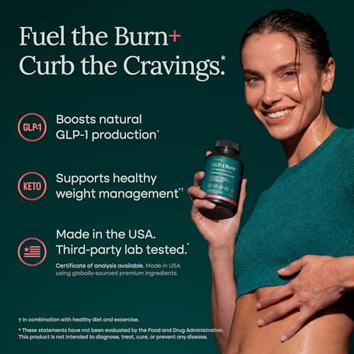 Keto Burn & GLP-1 Supplement Weight Loss for Women and Men - Appetite Suppressant, Fat Burner and Metabolic Health with BHB Raspberry Ketones, Apple Cider Vinegar, Berberine HCL (3rd Party Lab Tested)