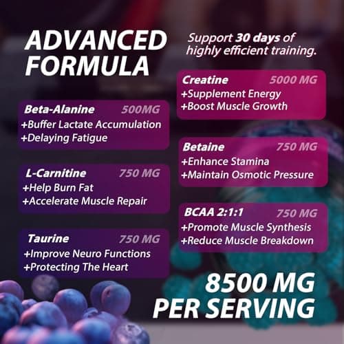 Asumtal Creatine Monohydrate Gummies Complex 8500 MG for Men & Women, Creatine Monohydrate Supplement for Muscle Growth, Strength & Energy Support, Pre Workout Gummies 120 Count Blueberry