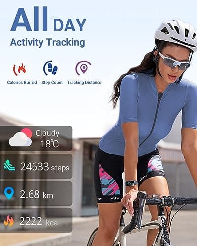 Amzhero Health Fitness Tracker with 24/7 Heart Rate, Blood Oxygen, Blood Pressure, Sleep Tracker, 5ATM Waterproof Activity Trackers with Step Tracker, Pedometer (S & L Bands Included)
