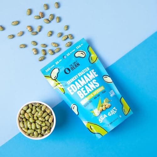 The Only Bean - Crunchy Roasted Edamame Beans (Sea Salt) - Keto Snacks (2g Net) - High Protein Healthy Snacks (14g Protein) - Low Carb, Gluten-Free Snack, Vegan Food - 4 oz (3 Pack)
