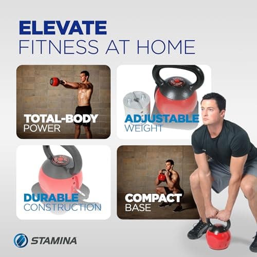 Stamina X Kettle Versa-Bell - 36 lbs Strength Training Kettlebell - Adjustable Kettlebell Weights with Smart Workout App - Kettlebell Weights for Home Workout