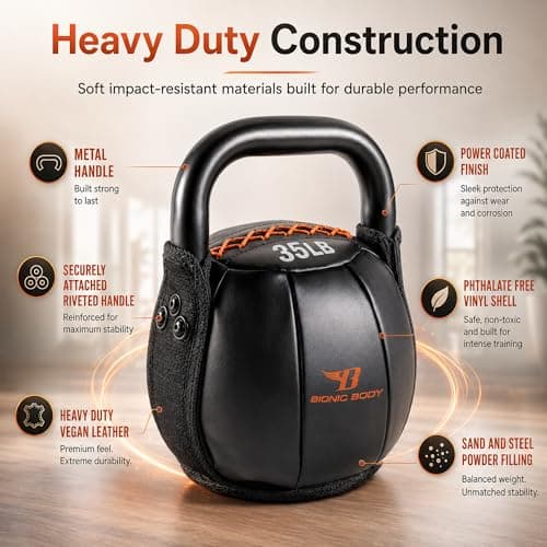 Bionic Body by Kim Lyons Soft Kettlebell 35 lb – Ergonomic Handle for Strength, Conditioning, Core & Full-Body Workouts, Home Gym, HIIT & Functional Fitness