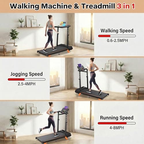 Walking Pad Treadmill with Desk Workstation, 12% Incline Treadmills for Home Office, 350lbs Capacity, 3.5H(XL)