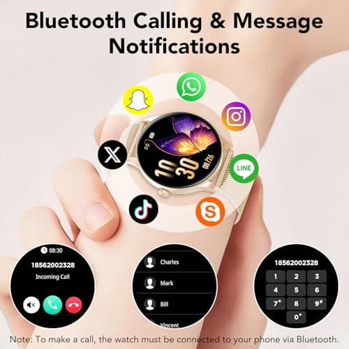 taopodo Smart Watches for Women, 1.39" HD Health Fitness Tracker with Bluetooth Calling (Answer/Make Calls), 120+ Sports Modes, Timer, IP68 Waterproof Watch for Android/iPhone