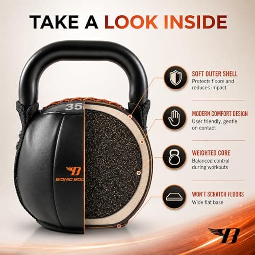 Bionic Body by Kim Lyons Soft Kettlebell 35 lb – Ergonomic Handle for Strength, Conditioning, Core & Full-Body Workouts, Home Gym, HIIT & Functional Fitness