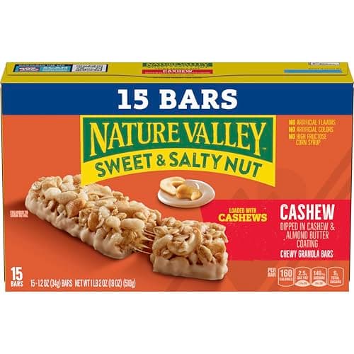 Nature Valley Sweet and Salty Nut Granola Bars, Cashew, 15 Bars, 18 oz
