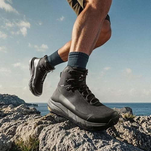 NORTIV 8 Men's Mid Waterproof Hiking Boots Outdoor Lightweight Breathable Trekking Camping Mountaineering Shoes HydroTrek,Size 11,Black,NMUMHB2504