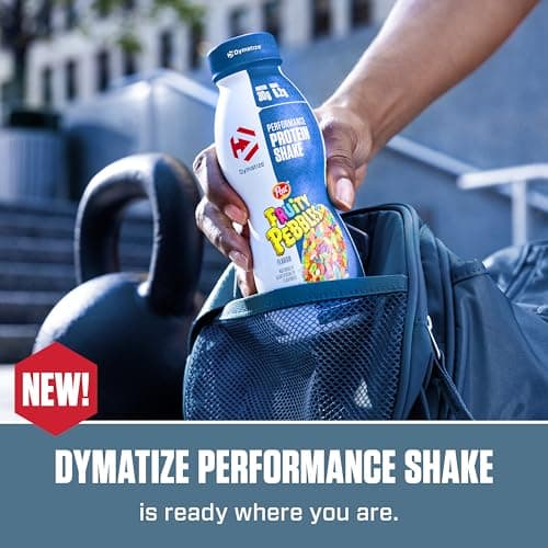 Dymatize Performance Protein Shake, Fruity Pebbles, 30g Protein, 6.2g BCAA for Muscle Recovery, No Added Sugar, Low Fat, 24 Vitamins and Minerals, Gluten-Free, Ready to Drink, On-the-Go Snack, 11.5fl oz, 12 pack