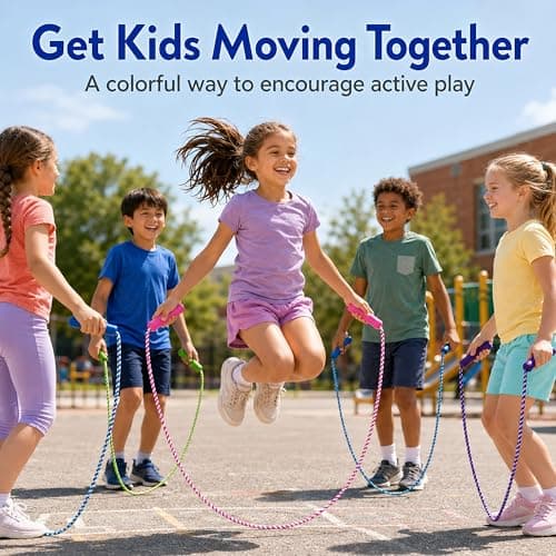 GIFTEXPRESS Adjustable Size Colorful Jump Rope for Kids and Teens - Outdoor Indoor Fun Games Skipping Rope Exercise Fitness Activity and Party Favor - Assorted colors Pack of (3)
