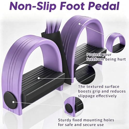 Kammoy 6-Tubes Tension Rope, Multifunction Elastic Yoga Pedal Puller Resistance Band, Natural Latex Tension Rope Fitness Equipment, for Abdomen, Waist, Arm, Leg Stretching Slimming Training (Purple)