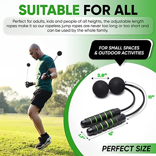 TugSport Bod Ropes Cordless Jump Rope Beachbody MBF - Adjustable Length Ropeless Jump Rope For Beachbody - Emulate Weighted Jumprope Indoors - Cordless Jumping Rope Great For Improving Fitness In Small Spaces