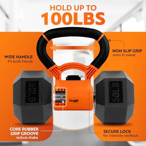 Yes4All Kettlebells Grip, Dumbbell Grip Handle, Convert Dumbbells into Kettlebell for Home Gym, Kettlebell for Weights Plate