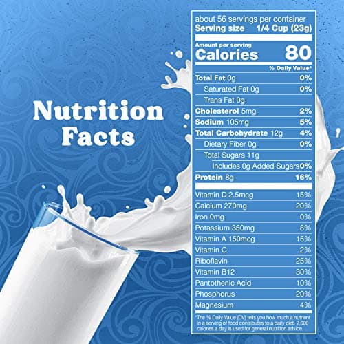 Swiss Miss Shelf Stable Nonfat Dry Powdered Milk, Hot Cocoa Bar Supplies, 45.43 oz. Canister – Fortified with Vitamins A and D, Excellent Source of Calcium