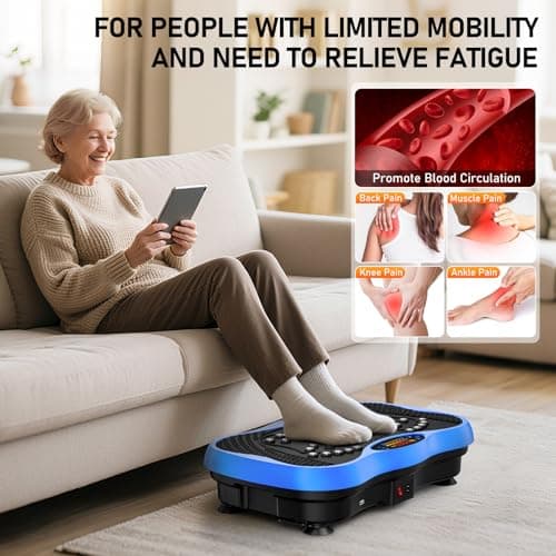 Vibration Plate Exercise Machine, 130 Levels Shake Fitness Vibrating Platform for Lymphatic Drainage Weight Loss, Bluetooth Fat Burner for Women Men, Blue